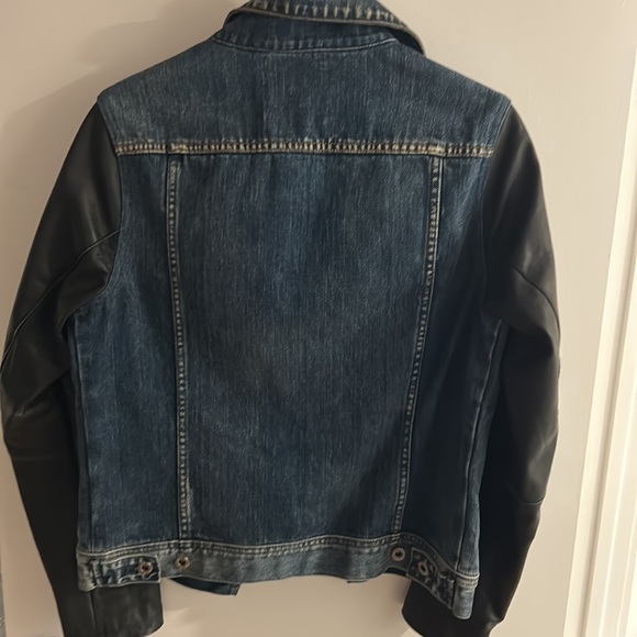 Scotch & soda vintage denim jean jacket vegan leather sleeves size small - Picture 5 of 5